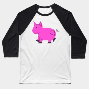 Pig Illustration Baseball T-Shirt